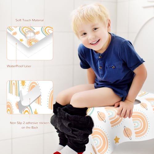 POIKSHARK 30 Pack Toilet Seat Covers Disposable, Individually Wrapped for Travel, Large Waterproof Potty Covers for Kids and Adults,Toddler Potty Training for Public Restroom, Airplane, Trip - Rainbow - Image 2