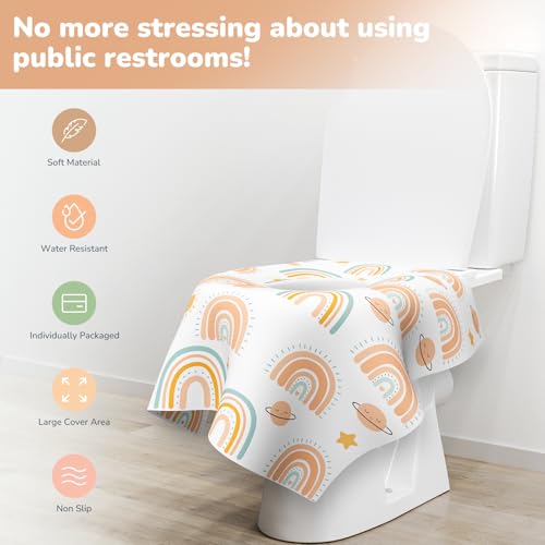 POIKSHARK 30 Pack Toilet Seat Covers Disposable, Individually Wrapped for Travel, Large Waterproof Potty Covers for Kids and Adults,Toddler Potty Training for Public Restroom, Airplane, Trip - Rainbow - Image 4