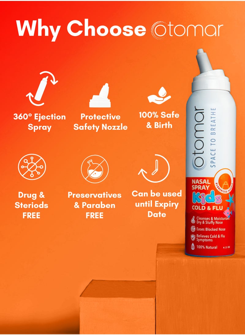 otomar Cold and Flu Kids Hypertonic Nasal Saline Spray 125 ml  - Image 4