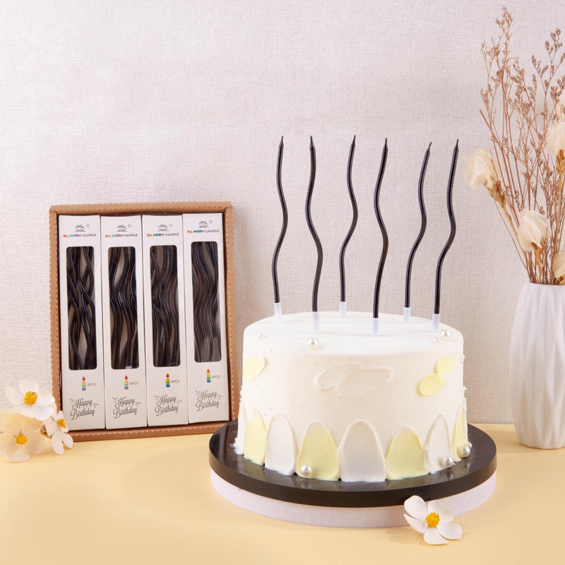 PHD CAKE 24-Count Black Spiral Long Thin Birthday Candles, Cake Candles, Birthday Parties, Wedding Decorations, Party Candles - Image 2