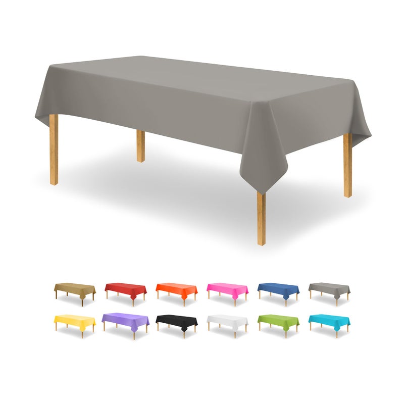 Silver Disposable Plastic Tablecloth for Rectangle Tables 12 Pack Premium Decorative Table Cloths for Parties Events  Weddings Indoors  Outdoors 54 x 108 inches Plastic Table Cover