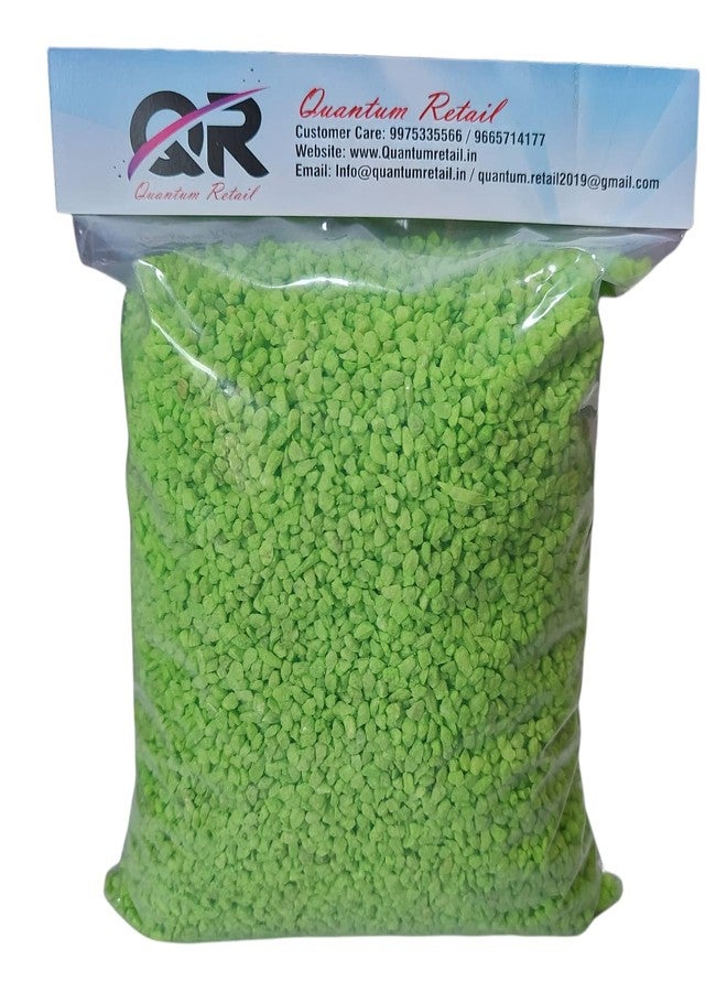 Quantum Retail - Parrot Green Color Marble Chips for Garden, Aquarium, Indoor Outdoor Decoration Pebbles Stone - (Size:3mm-5mm) (4.9 Kilograms) - Image 1