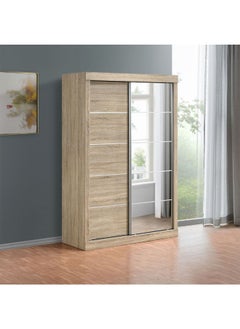 DANUBE HOME Supreme 2-Door Compact Sliding Wardrobe With Mirrors Stylish And Space-Saving Bedroom Storage Modern Sliding Doors With Full-Length Mirrors Durable Home DÃ©cor - French Sonoma Oak  - Image 4
