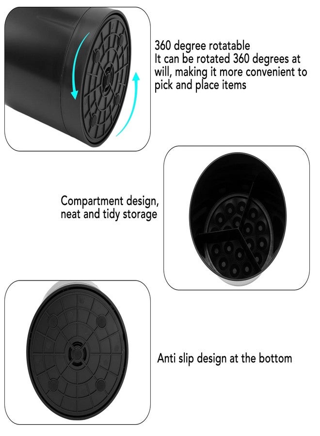 plplaaoo 360° Rotating Utensil Holder for Kitchen Countertop, Large Swivel Storage Caddy - Black Plastic Cooking Utensil Organizer with Smooth Rotation for Home Kitchen(Black) - Image 5