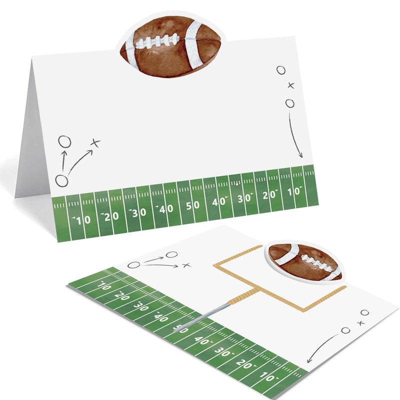 Aukolass 24 Pcs Football Buffet Food Labels, Sprots Themed Folded Place Cards and Tent Name Cards for Boy Birthday and Baby Shower Party Table Setting Decorations Supplies (Football) - Image 1