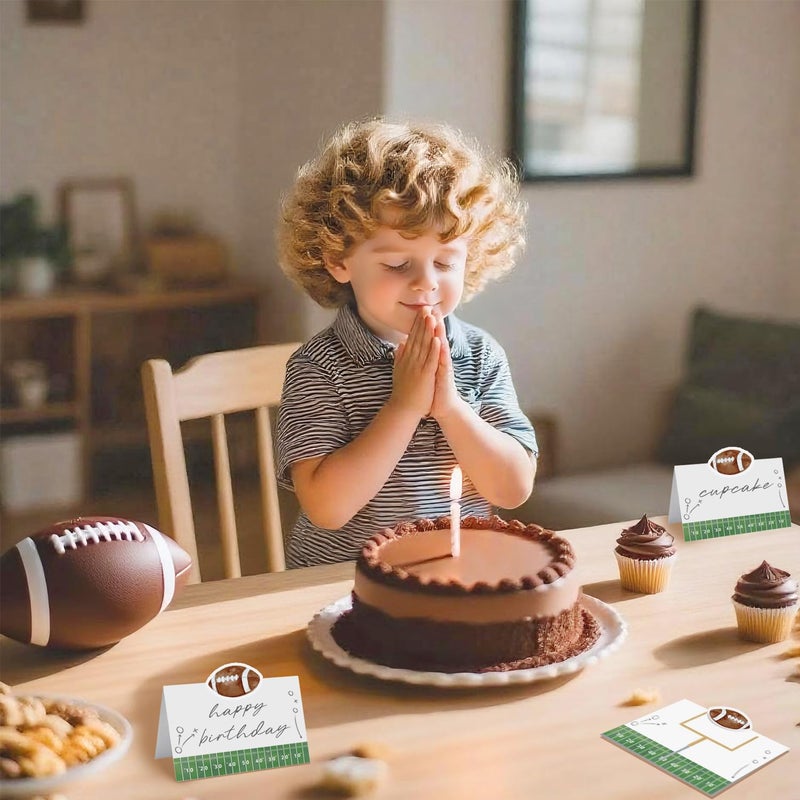 Aukolass 24 Pcs Football Buffet Food Labels, Sprots Themed Folded Place Cards and Tent Name Cards for Boy Birthday and Baby Shower Party Table Setting Decorations Supplies (Football) - Image 5