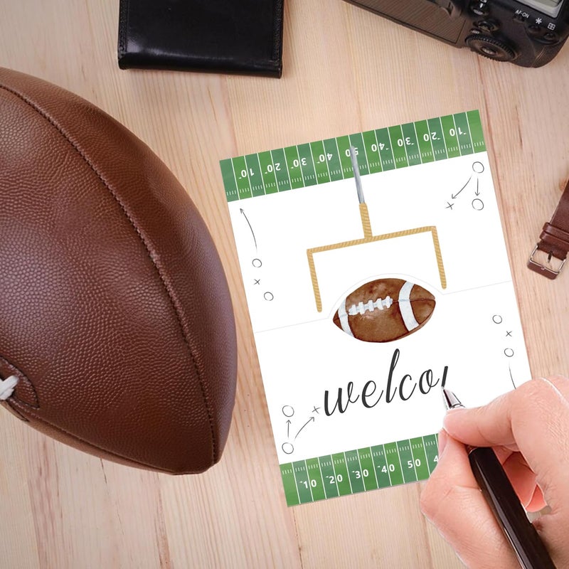 Aukolass 24 Pcs Football Buffet Food Labels, Sprots Themed Folded Place Cards and Tent Name Cards for Boy Birthday and Baby Shower Party Table Setting Decorations Supplies (Football) - Image 3