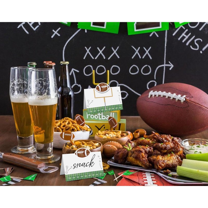 Aukolass 24 Pcs Football Buffet Food Labels, Sprots Themed Folded Place Cards and Tent Name Cards for Boy Birthday and Baby Shower Party Table Setting Decorations Supplies (Football) - Image 4