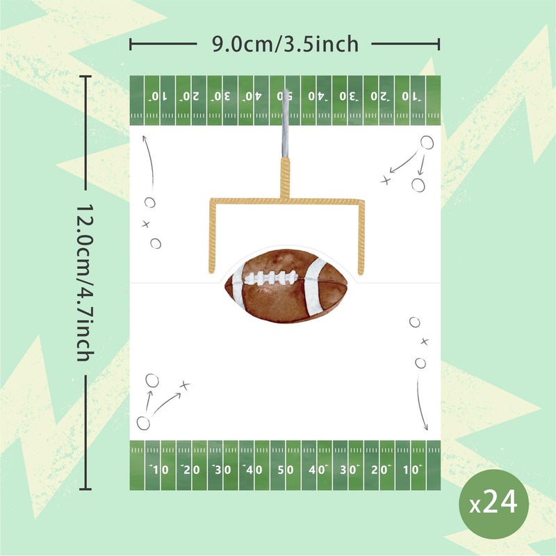 Aukolass 24 Pcs Football Buffet Food Labels, Sprots Themed Folded Place Cards and Tent Name Cards for Boy Birthday and Baby Shower Party Table Setting Decorations Supplies (Football) - Image 2