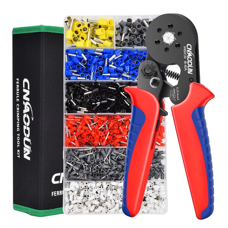 cnaodun Ferrule Crimping Tool Kit CNAODUN for AWG 237 with 1900PCS Wire Ferrules Terminals Hexagonal SelfAdjustable Ratchet Wire Ferrule Crimper - Image 2