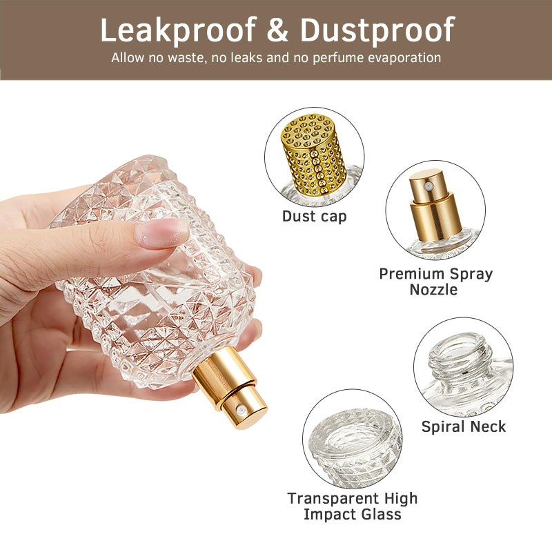 HXRYAGi 2 Pack 30ml Refillable Spray Perfume Bottles, Empty Clear Perfume Atomizer, Portable Perfume Mist Spray Bottle Travel Perfume Dispenser (30ML, Gold & Silver) - Image 3