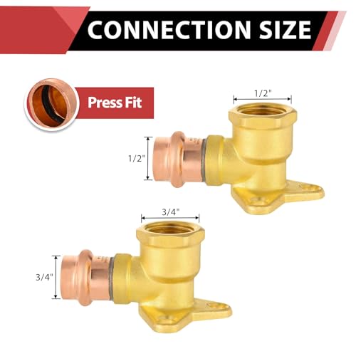 EFIELD Pack of 5 EFIELD 12 Copper Press Fit x 12 Female NPT Drop Ear 90Degree Elbow Plumbing Fittings LBP DesignPRESS019 - Image 3