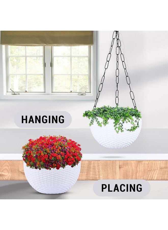 Kuber Industries Pack of 6 Hanging Flower Pot | Hanging Flower Pot for Living Room | Planters for Home-Lawns & Gardening | Flower Planter for Balcony | Plain Euro | 7 Inch | White - Image 2