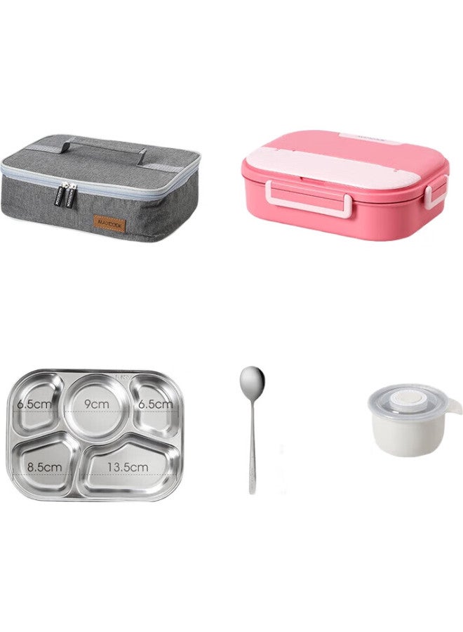 MAX COOK Meichun (Maxcook) 304 Stainless Steel Lunch Box, Microwave-Safe 5-Compartment Insulated Student Lunch Box With Utensils And Bag, Red Mcft0702 - Image 2