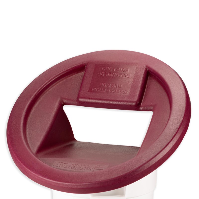 San Jamar KatchAll Magnetic Flatware Retriever Lid for Trash Cans Fits Round 32 44 Gallon Containers Commercial Use in Restaurants Schools Hospitals Plastic 26 x 255 x 105 in Burgundy