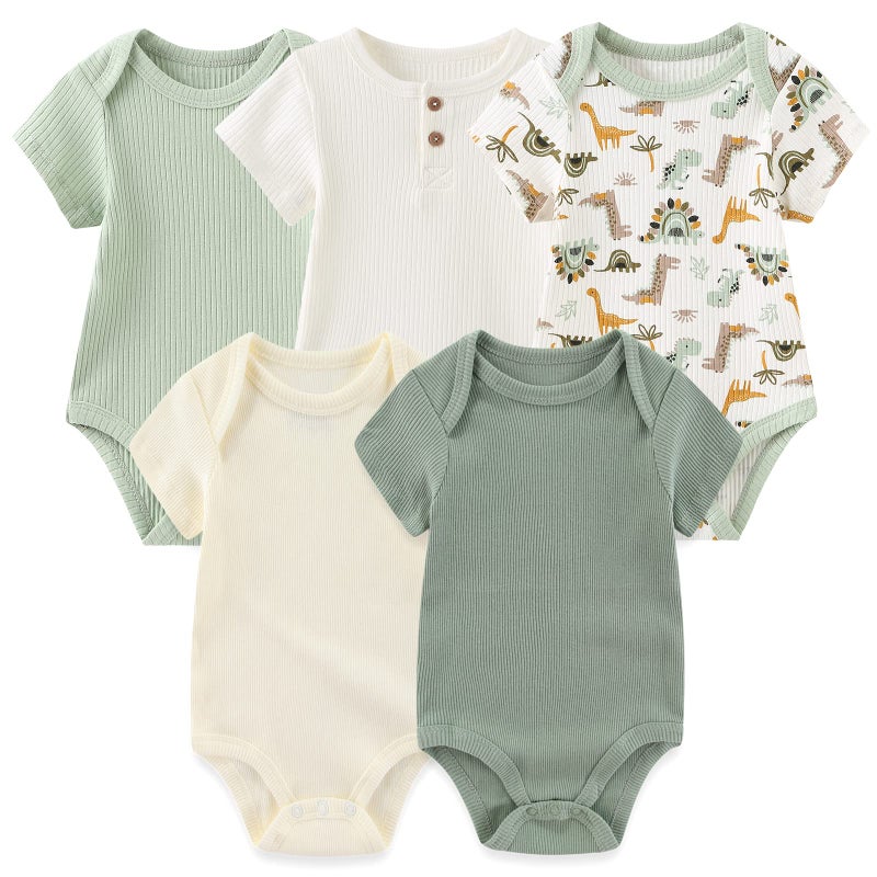 MAMIMAKA Baby Boys Girls Bodysuits Green Cotton One-Piece Vest,3-6 Months - Image 1