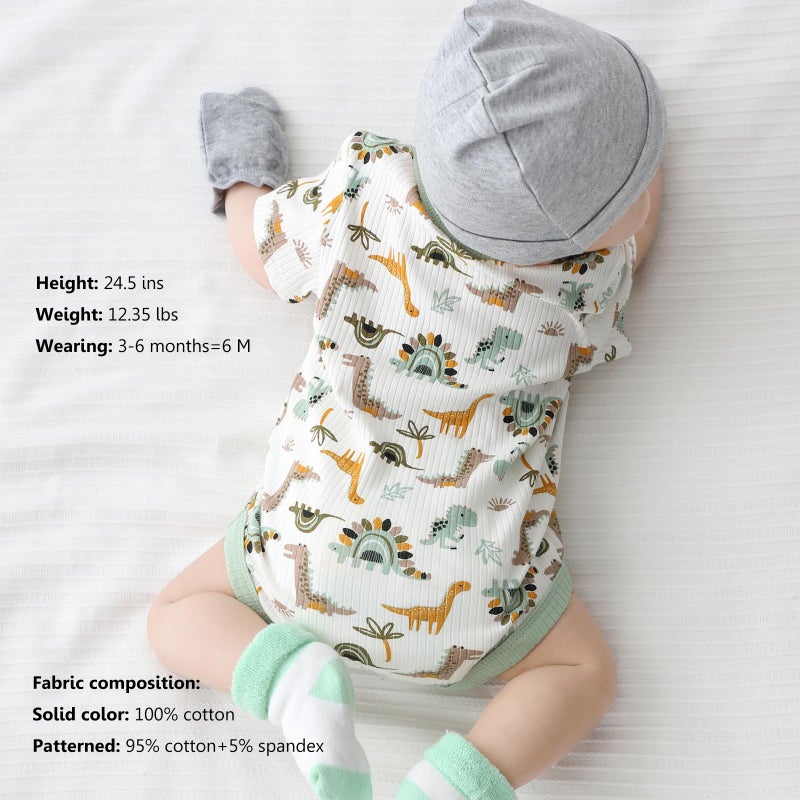 MAMIMAKA Baby Boys Girls Bodysuits Green Cotton One-Piece Vest,3-6 Months - Image 5