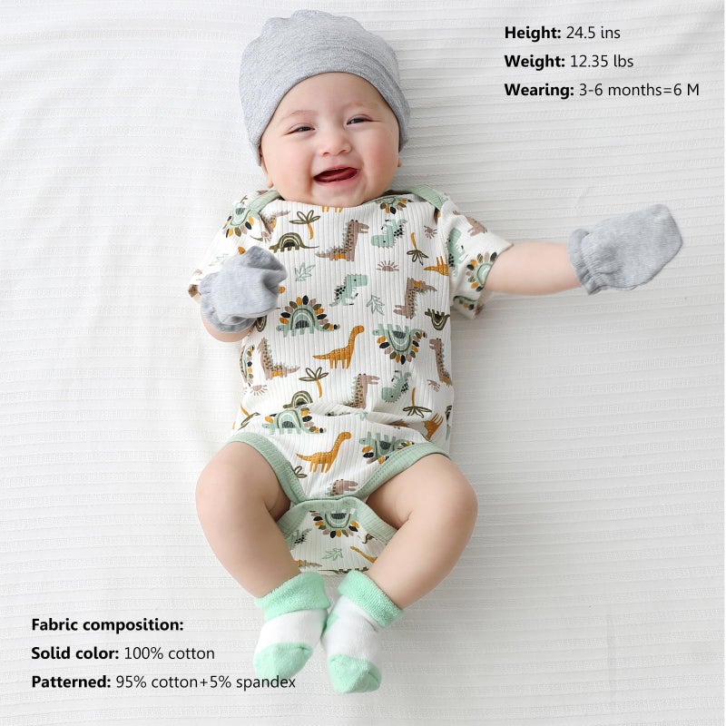 MAMIMAKA Baby Boys Girls Bodysuits Green Cotton One-Piece Vest,3-6 Months - Image 3