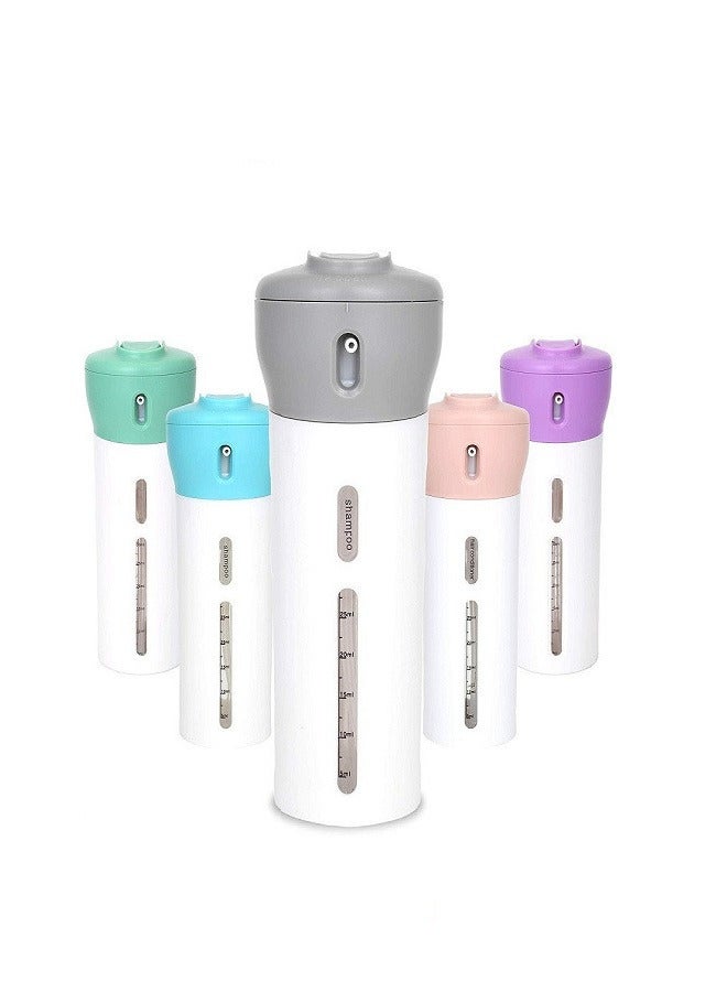 4 in 1 Smart Travel Dispenser Bottle Set Travel Refillable Cosmetic Containers Set Plastic Multicolour - Image 1