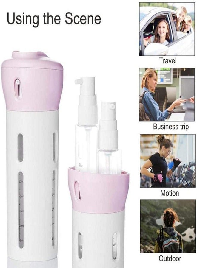 4 in 1 Smart Travel Dispenser Bottle Set Travel Refillable Cosmetic Containers Set Plastic Multicolour - Image 3