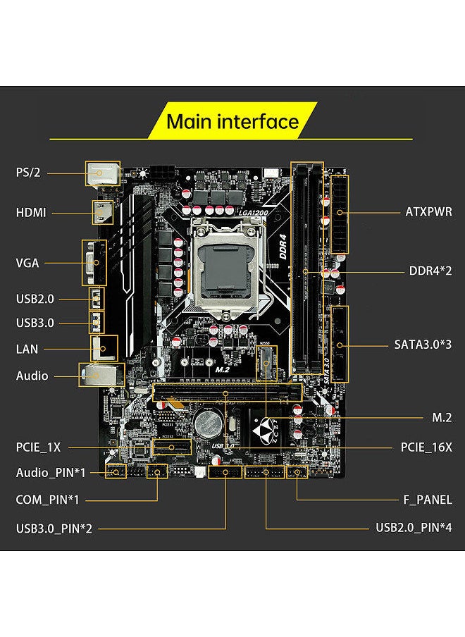 Generic - H510 Gaming Motherboard LGA1200(Intel 11th/10th Gen) Compatible with Core i3/i5/i7/i9 & Celeron/Pentium - Image 1