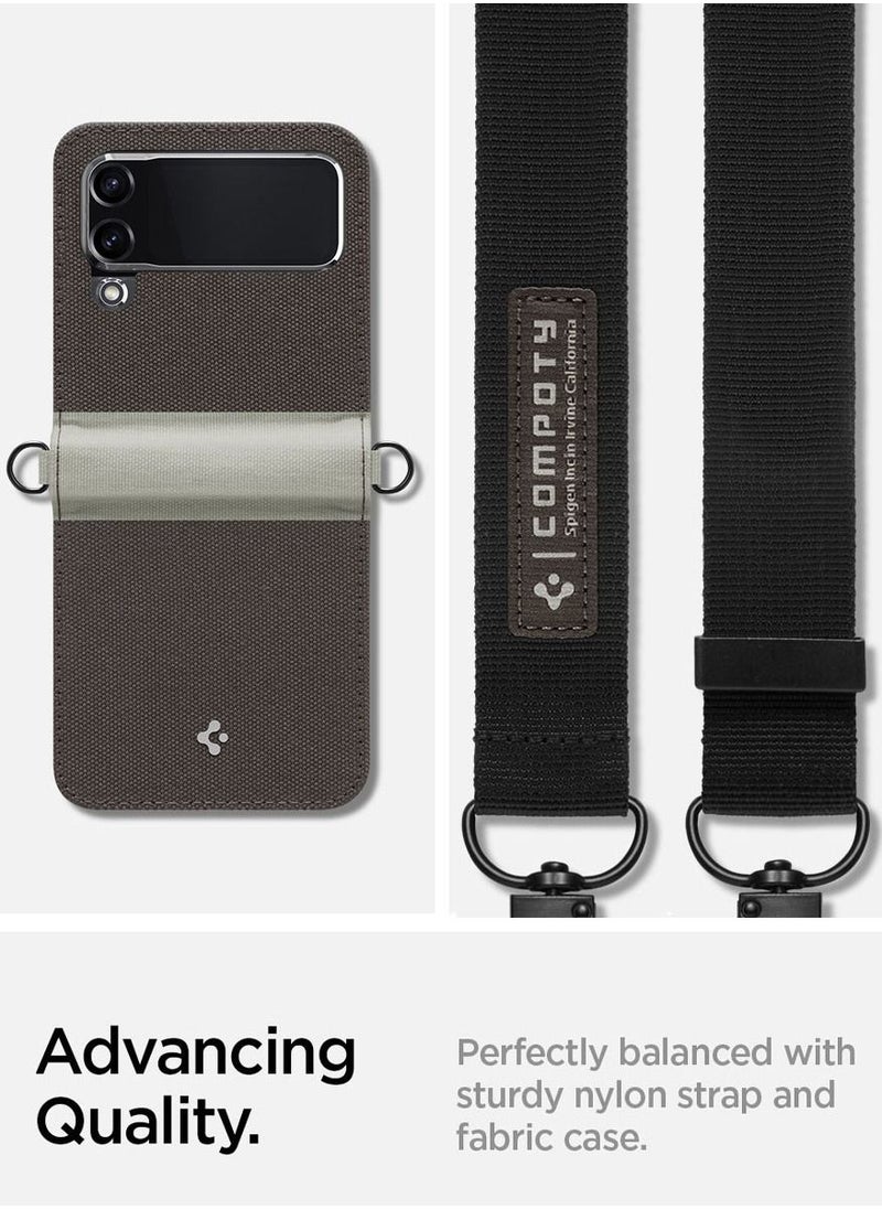 Spigen - Compoty Samsung Galaxy Z Flip 4 Case Cover with Strap - Tan - Image 1