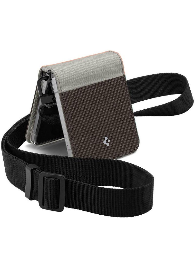 Spigen - Compoty Samsung Galaxy Z Flip 4 Case Cover with Strap - Tan - Image 1