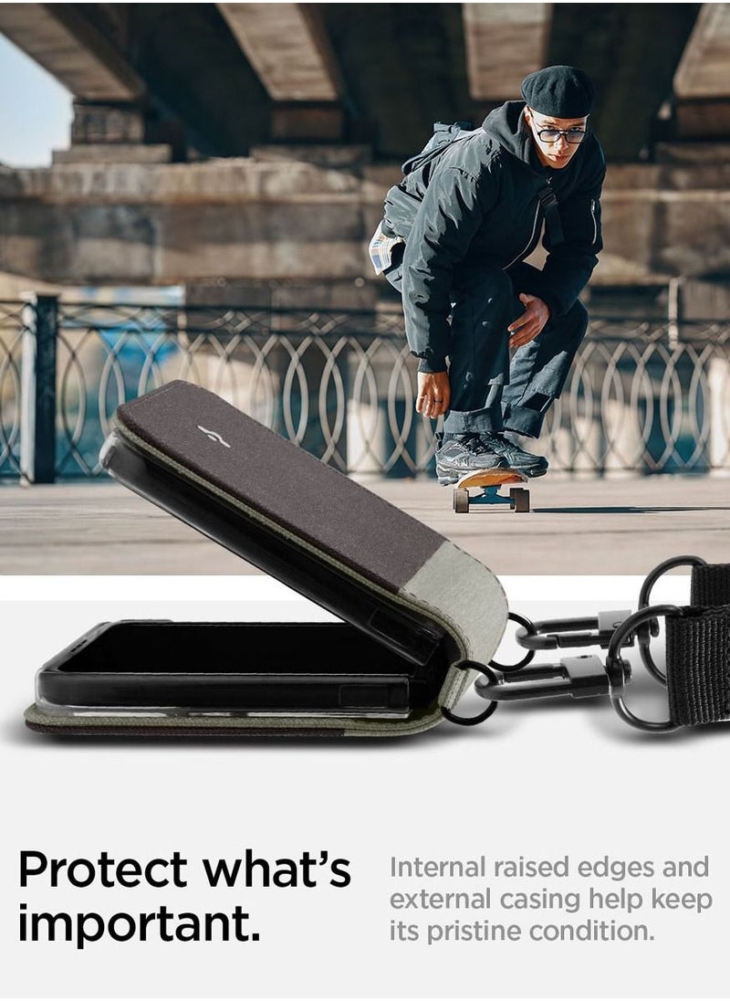 Spigen - Compoty Samsung Galaxy Z Flip 4 Case Cover with Strap - Tan - Image 1
