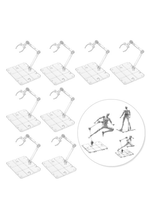 8 Pcs Action Figure Stand Assembled Action Figure Display Stand Base Sturdy Base Transparent Doll Model Holder Figure Assembly Stand for 6" Action Figures