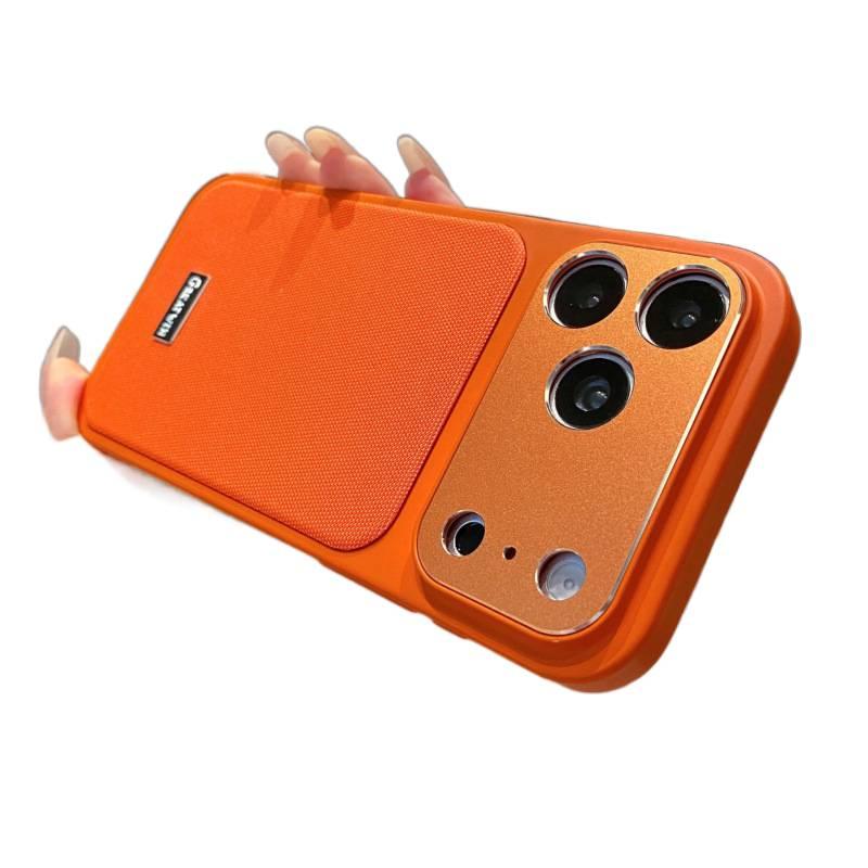 iPhone 16 Case Acrylic Magnetic for 16 Plus 16 Pro 16 Pro Max with Woven Texture and Ai Button Compatible and Precise Hole Alignment in Orange - Image 1