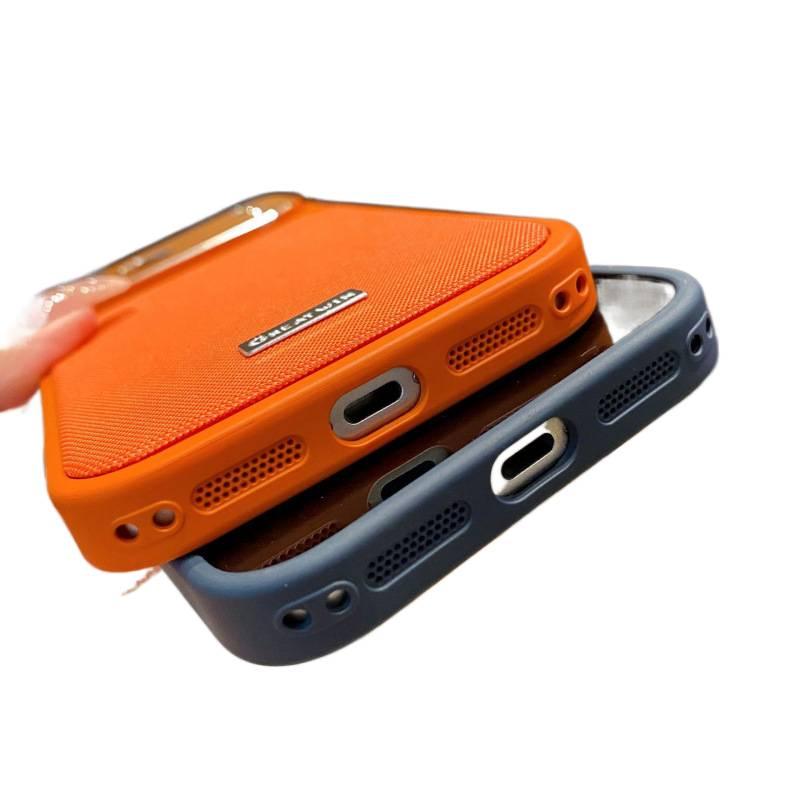 iPhone 16 Case Acrylic Magnetic for 16 Plus 16 Pro 16 Pro Max with Woven Texture and Ai Button Compatible and Precise Hole Alignment in Orange - Image 5