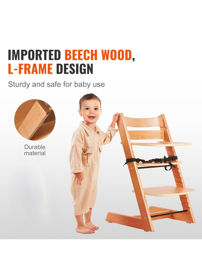 GT-Wheel Baby High Chair Wooden Dining Adjustable Toddler Seat Chair For kids and Adults - Image 4