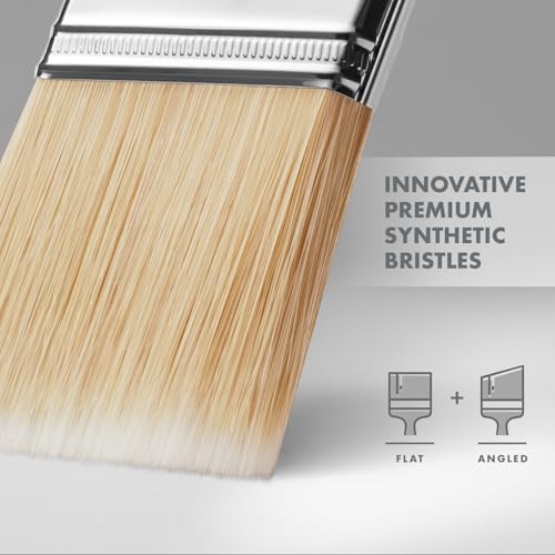 Remolika 2 - Pack Premium Paint Brushes - Made in Italy – 3” Flat Paint Brush, 2,5” Angle Sash Brush - Premium Quality Synthetic Bristle Paint Brush Set - Ideal for Professionals and Homeowners - Image 4