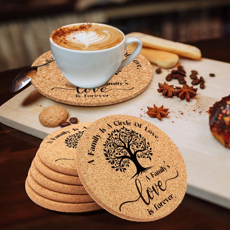 Nlicrst 50 Sets Family Reunion Favors Include A Family is a Circle of Love Cork Coaster Family Absorbent Cork Mat with Party Gift Cards and Organza Gift Bags Family Gathering - Image 5