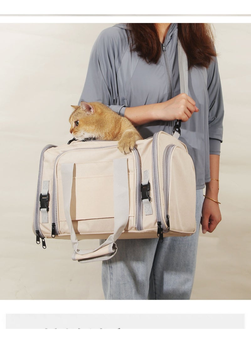 HUMJO Airline Standard Pet Bag, Expandable Travel Bag for Cats Puppys, Large Capacity Breathable and Lightweight Can be Carried Crossbody or By Hand - Image 3