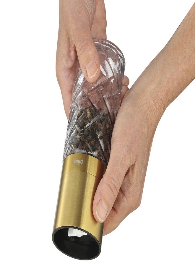 سيليو مطحنة ملح أو فلفل من زجاج/ستانلس ستيل من سيليو كريستالو - ذهبي، 2 × 6.7 بوصة ارتفاع - مطحنة ملح وفلفل زجاجية - Image 4