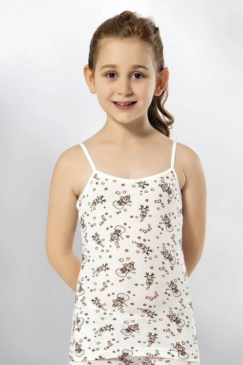 KOTA 3405x12 Girl 12-Piece Lycra Rope Strap Mixed Pattern Undershirt-Colorful