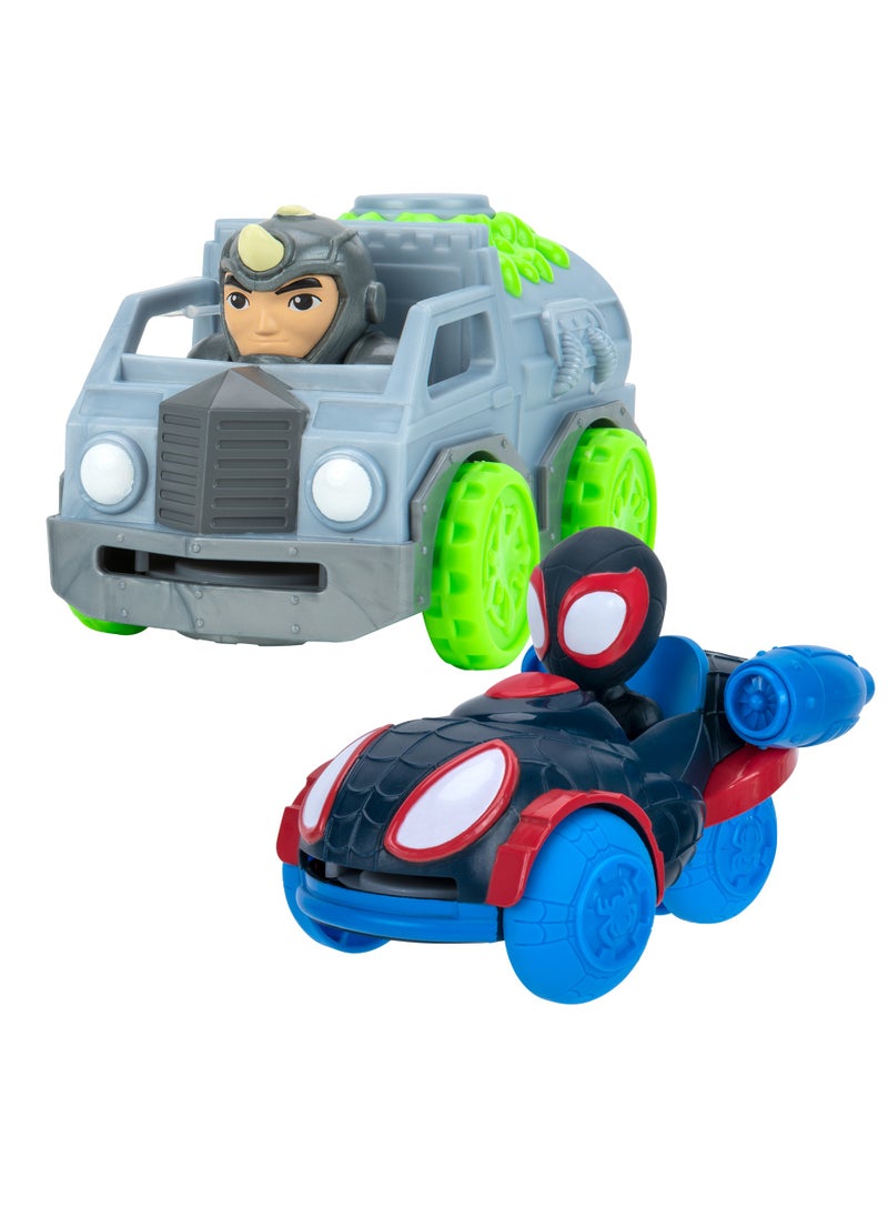 MARVEL Spidey N Friends Disc Launcher Vehicles Miles vs Rhino 2-in-1 Pack | Marvel | Spiderman | Toy Vehicle | Play Vehicle | Collectible Toys | Gift for Kids  - Image 2