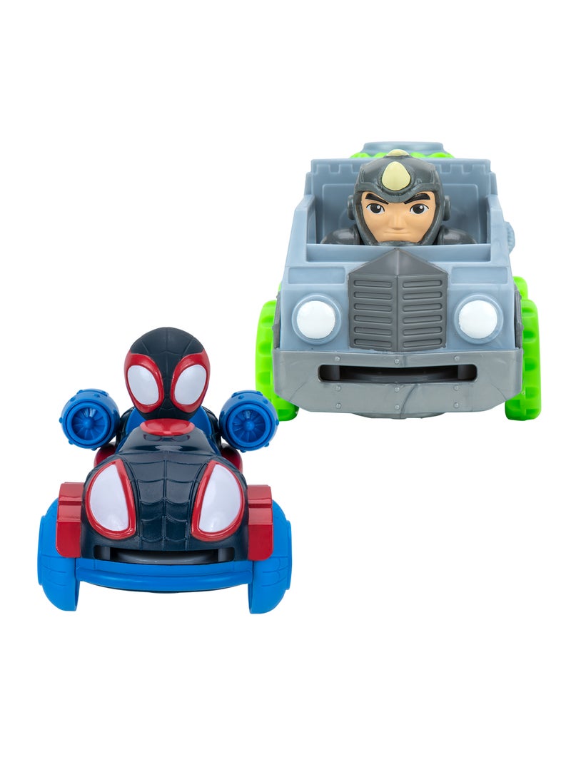 MARVEL Spidey N Friends Disc Launcher Vehicles Miles vs Rhino 2-in-1 Pack | Marvel | Spiderman | Toy Vehicle | Play Vehicle | Collectible Toys | Gift for Kids  - Image 3