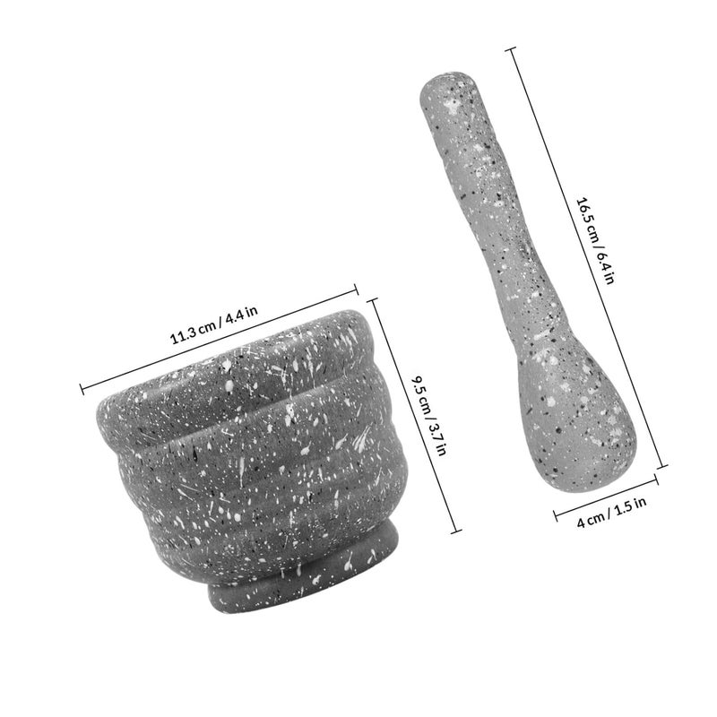 Manual Garlic Masher and Spice Grinding Bowl Set, Large Granite Pattern Mortar and Pestle for Household Food Crushing and Ginger Pounding, Kitchen Tool for Seasoning and Cooking - Image 2