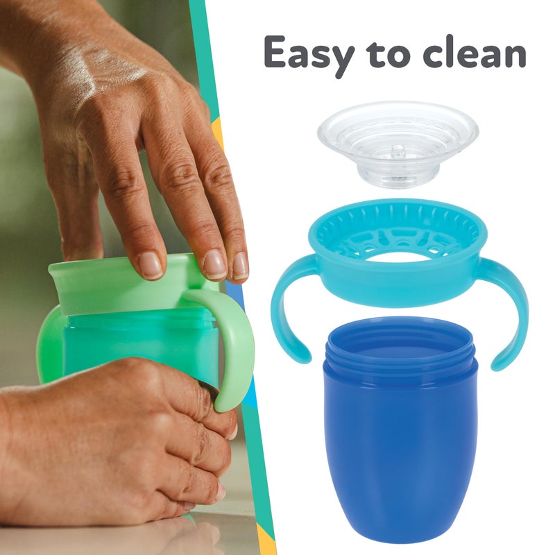 Nuby Wonder Cup with 360 Smart Edge Silicone Rim - Two-Handle Design - (2-Pack) 5 oz - Red/Blue - Image 5