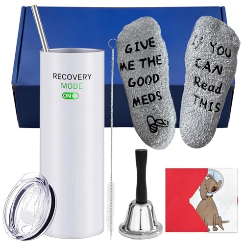 Bnqoe 6 Pcs Funny Get Well Gift Box for Men Women 20oz Hospital Mug Fuzzy Funny Recovery Cotton Socks Silver Steel Tea Hand Bell and DIY greeting cards Get Well Soon Gifts Self Care Package - Image 1