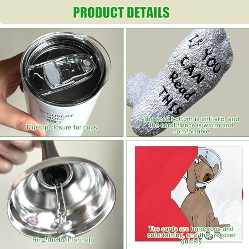 Bnqoe 6 Pcs Funny Get Well Gift Box for Men Women 20oz Hospital Mug Fuzzy Funny Recovery Cotton Socks Silver Steel Tea Hand Bell and DIY greeting cards Get Well Soon Gifts Self Care Package - Image 4