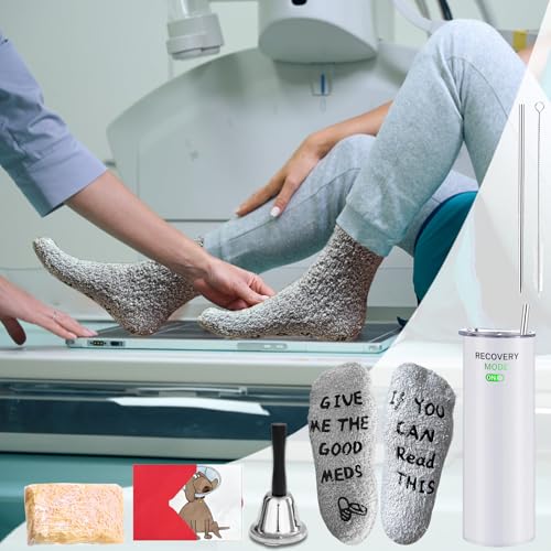 Bnqoe 6 Pcs Funny Get Well Gift Box for Men Women 20oz Hospital Mug Fuzzy Funny Recovery Cotton Socks Silver Steel Tea Hand Bell and DIY greeting cards Get Well Soon Gifts Self Care Package - Image 5