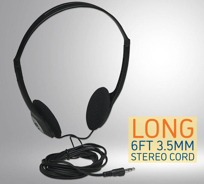 Manhattan On-Ear Wired Stereo Headphone Long 6Ft Cable, Single 3.5Mm Plug, Lightweight, Adjustable HeadbandFor Walkman, Cd Player, Computer177481 - Image 3