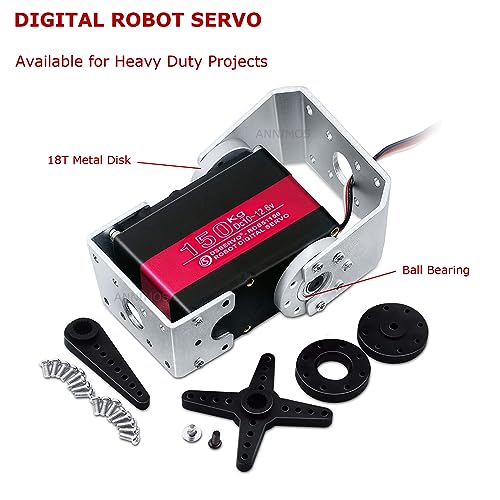ANNIMOS 150KG Robot Servo Motor 12V High Voltage High Torque Steel Gear Large Digital Steering Servos with Mount Brackets - Image 2