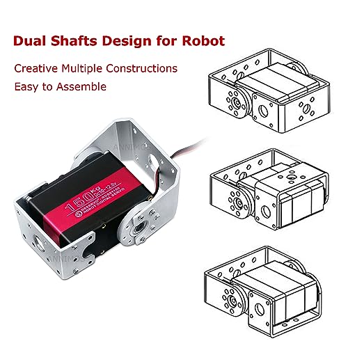 ANNIMOS 150KG Robot Servo Motor 12V High Voltage High Torque Steel Gear Large Digital Steering Servos with Mount Brackets - Image 4