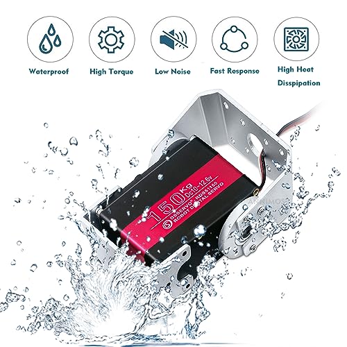 ANNIMOS 150KG Robot Servo Motor 12V High Voltage High Torque Steel Gear Large Digital Steering Servos with Mount Brackets - Image 5