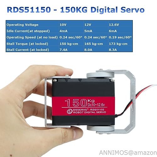 ANNIMOS 150KG Robot Servo Motor 12V High Voltage High Torque Steel Gear Large Digital Steering Servos with Mount Brackets - Image 3
