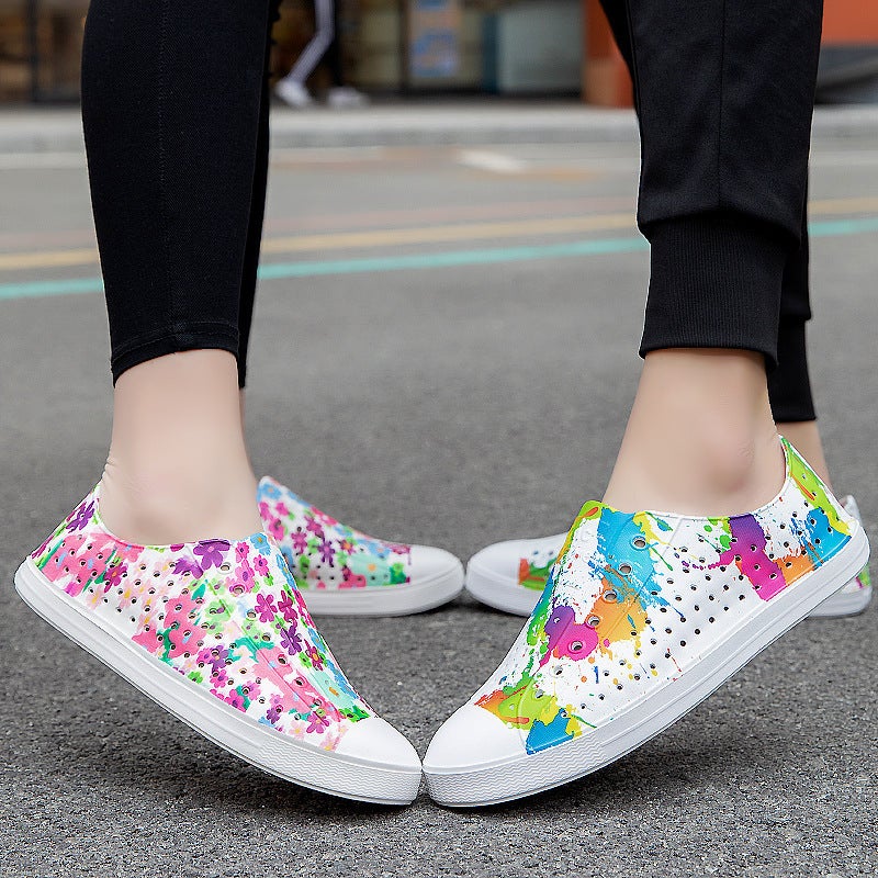 New Luchi Spray-Painted Clogs For Men And Women, Casual Beach Travel Couple'S Closed-Toe Breathable Water Sandals - Image 2